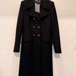 NWT Just Cavalli Double-Breasted Wool Coat IT 48 Sophisticated, Classic Elegance